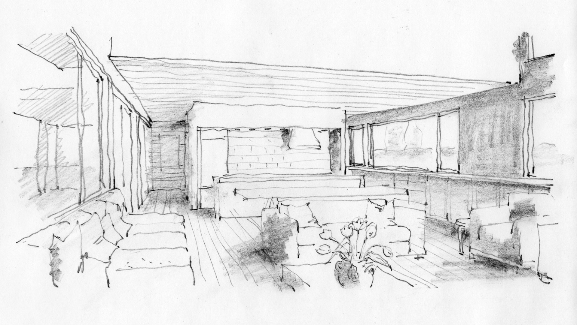 Thornbury Cottage interior sketch